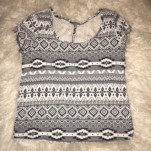 Black and white Charlotte Russe tribal print top.